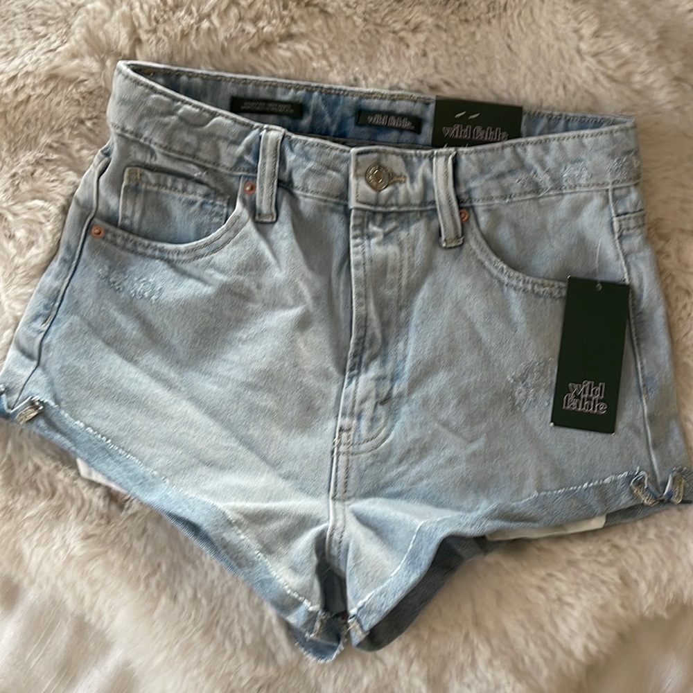 Faded cutoff high-rise jean shorts, NWT